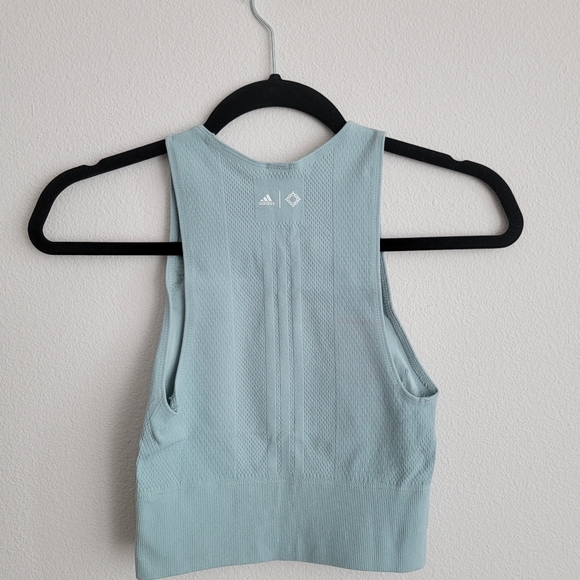 Adidas Warp Knit Crop Top Workout Tank Raw Green Color Size Medium Womens NWOT - Picture 3 of 3